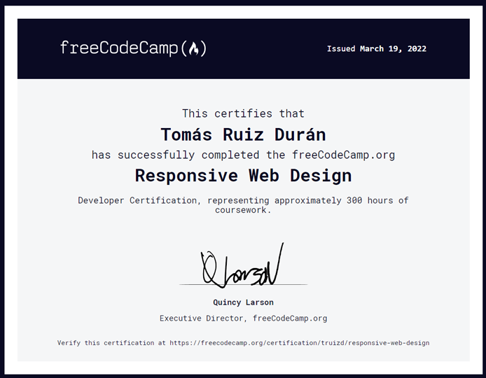 Certificado FreeCodeCamp